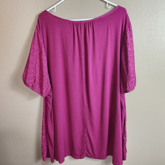 Lane Bryant Womens |22/24| Magenta Pink Leopard Print Swing Tee Blouse - Picture 5 of 5